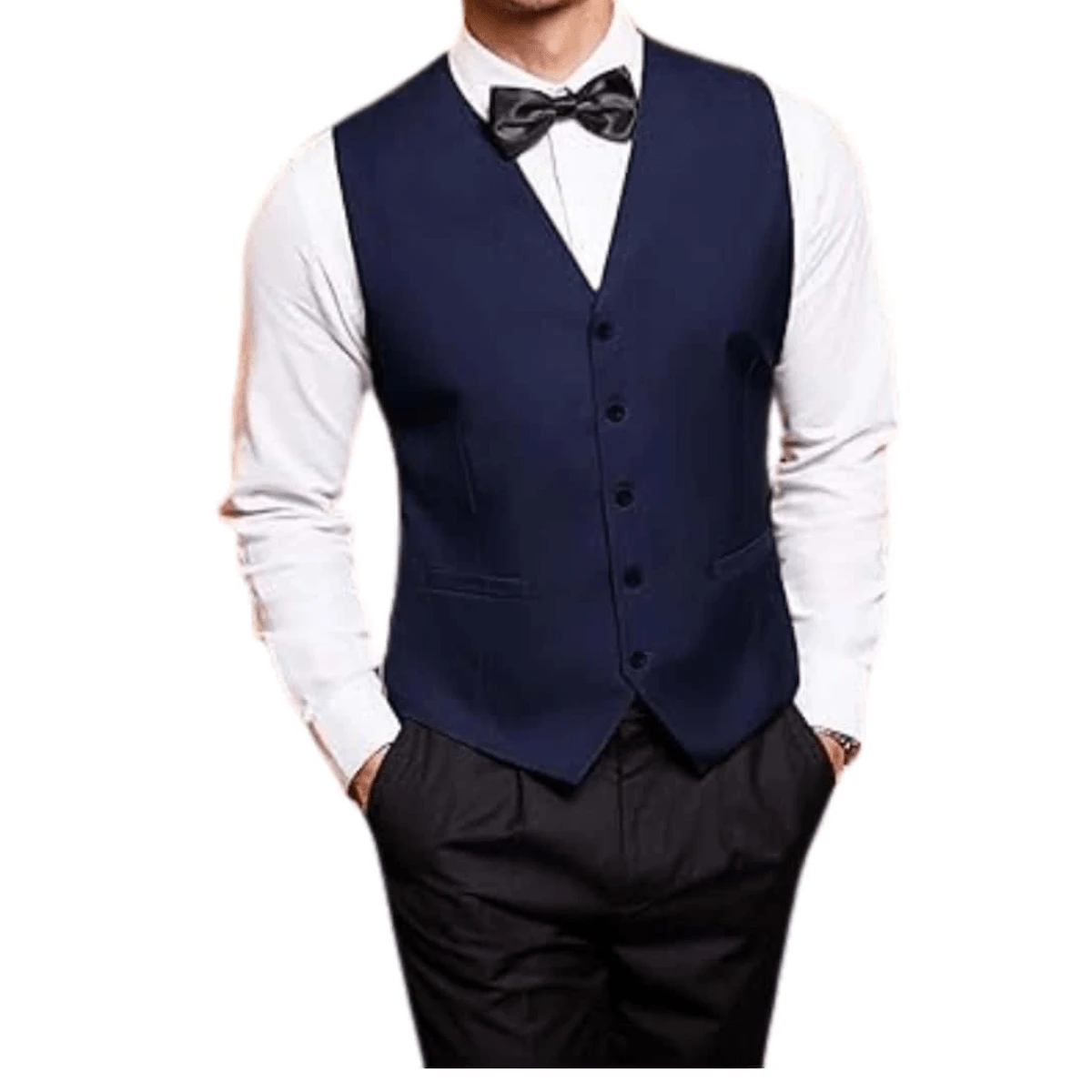 Slim Formal Vest High Standard Luxury Cut - Immediate Shipping - Navy Blue - View 1