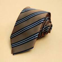 1 件休闲条纹涤纶领带，适合办公室、街头、所有季节男士领带 - 彩色 - 查看 13