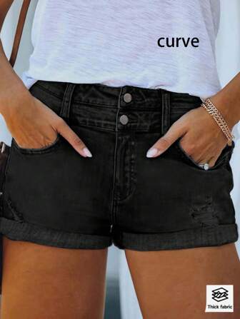 Novos Estilos para Comércio Transfronteiriço de Moda de Rua Europeia e Americana, Calças Justas Plus Size de Dois Botões, Slim Casuais Sexy, Mini Shorts que Cobrem o Bumbum da Garota Sexy