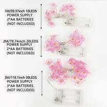 1 Peça Fio de Luz de Cerejeira em Flor LED, Luzes Decorativas de Flor de Cerejeira Rosa, Luzes de Fada com Alimentação por Bateria e Tom Quente, Adequado para Quarto, Sala, Sala de Estar, Jardim, Casamento, Festa, Decoração do Dia dos Namorados (Baterias não inclusas)