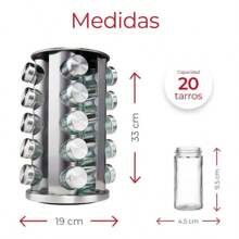 Especiero Giratorio 360° grados, 20 Tarros de Vidrio, Organizador de Especias y Condimentos - Blanco - Ver 3