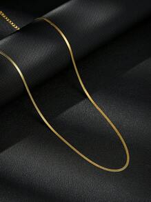 1 Stück zartes dünnes Herringbone Goldfarbenes Halskette, einfache Edelstahlkette Halskette für Frauen