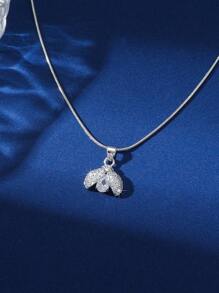 1 件精美锆石镶嵌向日葵、甲虫、蝴蝶吊坠项链，欧美奢华小众设计，复古项链，适合女士 - 銀色 - 查看 10