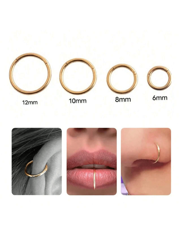 1 Piercing Argola lisa Segmento Clik Articulado Aço cirúrgico Dourado