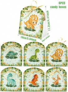 6pcs Dinosaur Style Gift Box, Dinosaur Birthday Gift Wrapping Supplies Birthday Box, Family Holiday Party Gift, Wedding Wrapping Supplies Candy Box, Kitchen Packaging Supplies, Babe Shower Gift Decoration