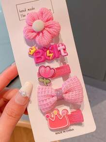 5pcs Kids Princess Bowknot Hair Clips, Cute & Elegant Hair Accessories For Little Girls