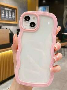 1pc Transparent Soft Shell Dual Layer Wavy Design Phone Case, Compatible With IPhone 11 12 13 14 15 Pro Max 16 Plus