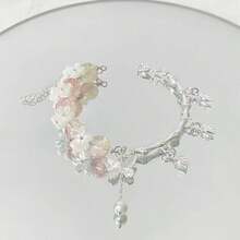 Pulsera de cuentas de cristal con diseño de flores de cerezo y mariposas, nueva joyería de diseño único y versátil de estilo chino