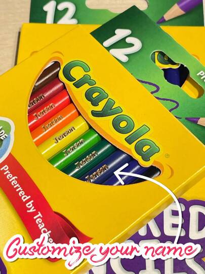 Lápices de colores personalizados y grabados | Crayones grabados | Lápices grabados | Lápices de colores | Crayones personalizados | Lápices de crayón para volver a la escuela, multifuncionales, ornamentales, reutilizables, modernos, coloridos, lindos, vintage, de dibujos animados, kawaii, personalizados, únicos, personalizados, para trabajadores, clientes, estudiantes, para negocios/trabajo/oficina, para la escuela