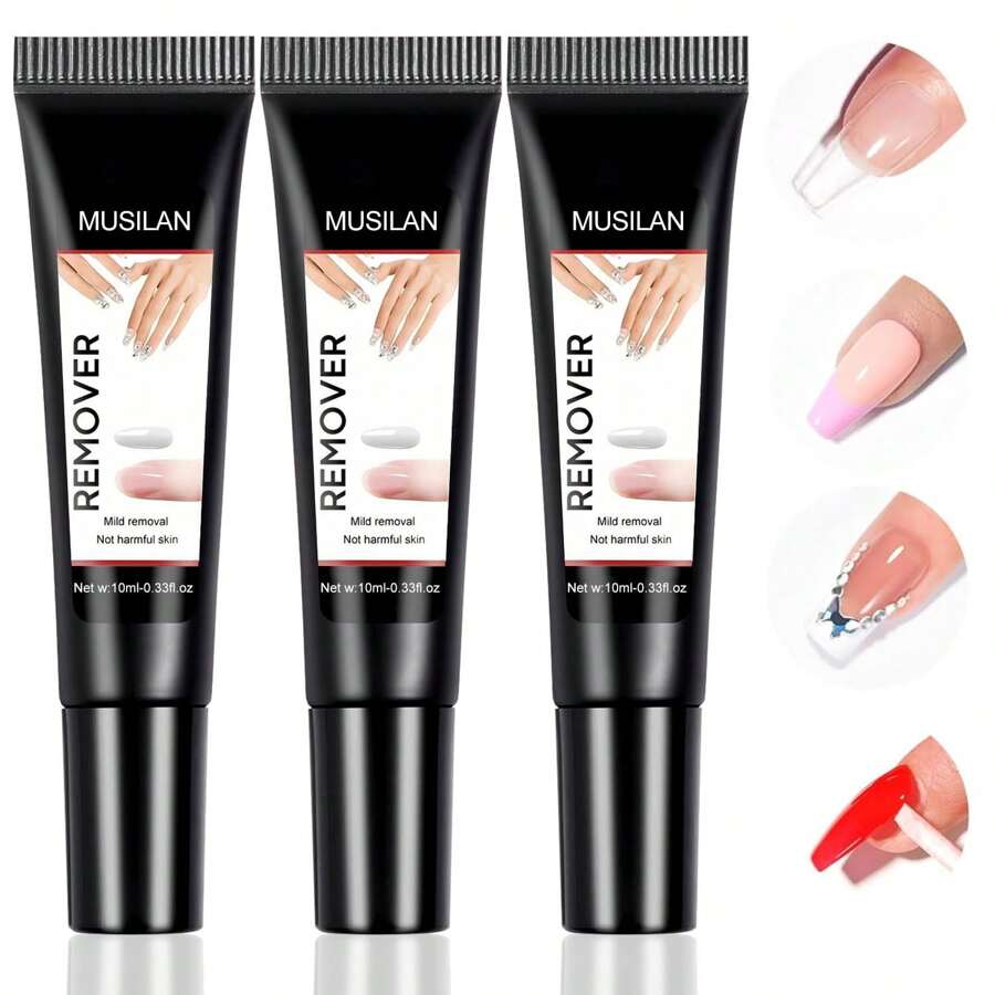 Nail Glue Remover For Press On Nails-3PCS Solid Nail Glue Remover For Fake Nail Tips Acrylic Nail Adhesive Remover Acetone-Free Nail Polish Remover, Easy Remove Remover, Not For Remove Gel Nail Polish