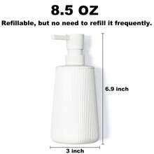 1pc White Matt Striped Modern Minimalist Style Soap Dispenser, Suitable For Kitchen Detergent And Bathroom Hand Wash Refill Back To School