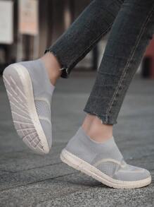 Unisex Comfortable Breathable Mesh Soft Bottom Splicing Casual Sport Shoes, Simple & Versatile Walk Shoes For Couple