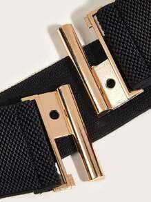 1 件女士草编弹性腰带 - 黑色 - 查看 4