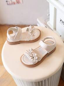 Girls White Flower Sandals Children Summer Toddler Flat Sandals