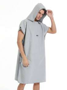 1pc Solid Color Quick-Dry Wearable Towel, Simple Adult Couple Hooded Beach Bath Towel, Sand-Free, Lightweight, Changing Robe, Portable, Small Size, Ideal For Beach, Surfing, Swimming, Diving, Traveling Summer Wedding Home Bathroom Decor Beach Wear Back To School