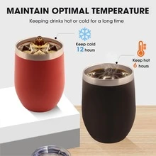 1 件 12 盎司可定制不锈钢旅行杯，带盖和吸管，双层隔热杯，可印个性化照片和文字，是情侣周年纪念礼物 - 黑色 - 查看 3