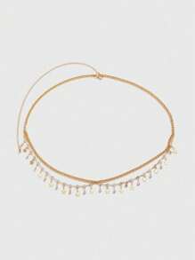 1 pezzo Catena da vita in stile retrò da donna con più strati di cristalli e pendente a stella, decorazione alla moda per la vita