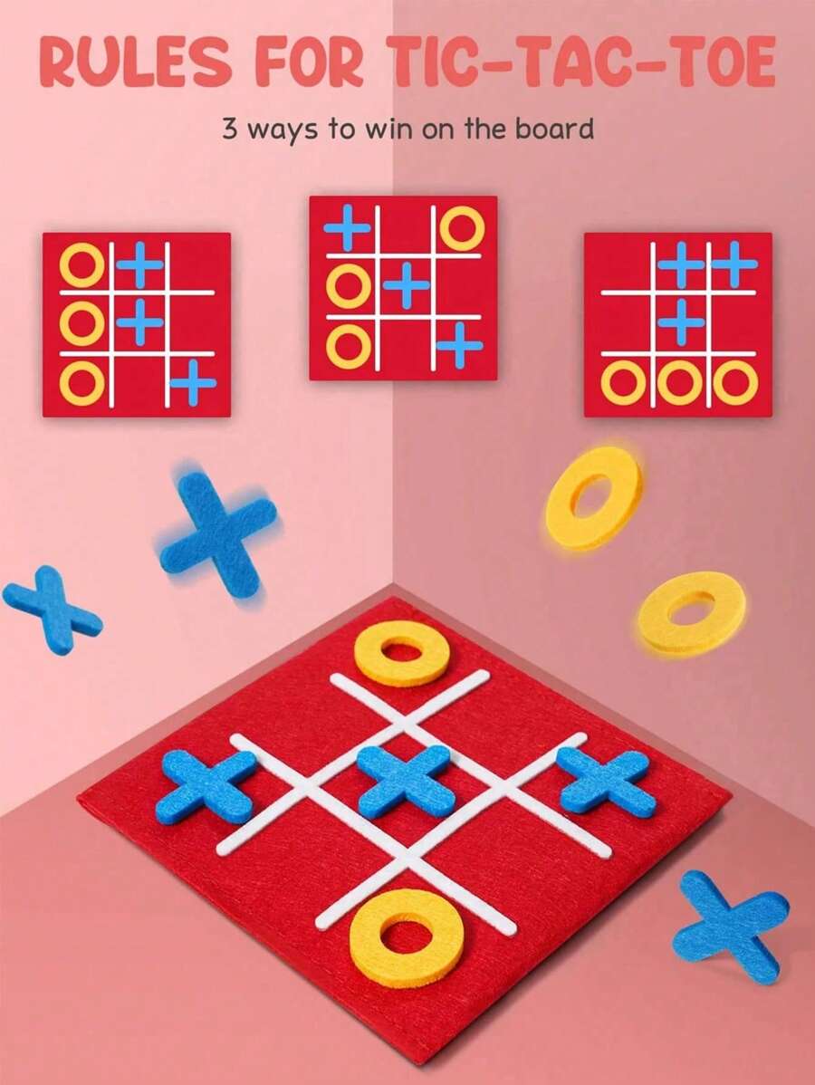 3pcs felt mini tic tac toe nine square game board felt jigsaw board tic