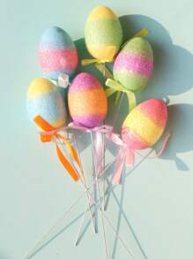 1set(6pcs) - Easter Egg Decoration Plugin, Family Gathering Scene Decoration Plugin, Suitable For Easter Decoration And Celebration Activities, Theme Party Decoration Supplies