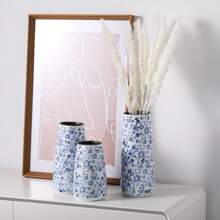 NJCHARMS 3pcs White Ceramic Vase Set, Flower Vase For Farmhouse Boho Home Decorative, Boho Vases For Kitchen, Bedroom, Office, Living Room, Bathroom, Shelf Centerpiece Table Decorations Gifts Birthday Graduation