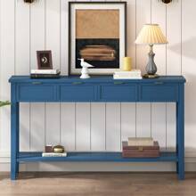 Console Table, Entryway Table With 4 Drawers & Bottom Storage Shelf, Narrow Long Hallway Table,For Home Office, Living Room, Hallway, Foyer