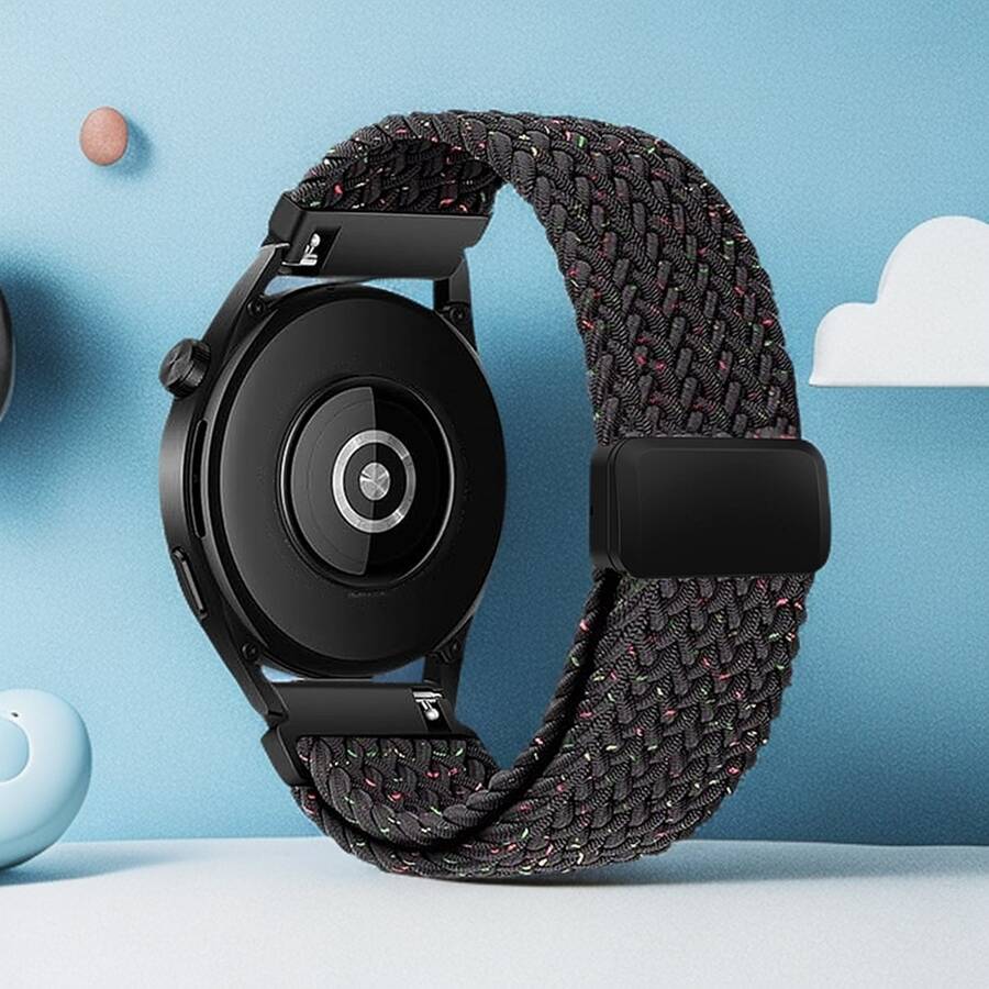 1 件 18mm20mm22mm 编织磁环兼容 Sam Galaxy Watch 7/6/5/4 40mm44m/6 Classic 43mm 47mm/Active 2/Gear S3 Classic/HW GT5/GT4 41mm 46mm/GT2/GT 3 42mm 46mm/HW Watch 4 Pro/Watch GT 5 Pro 表带，可调节弹性尼龙腕带兼容 Series11