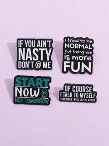 1pc Motivational English Slogan Decor Accessories, Brooch, Minimalist Creative Inspiring Quote Versatile Fashion Ornament