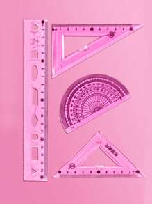 定規セット 4点 ソフト定規 三角定規 分度器 グリッド定規 透明 20cm 波型定規 定規 - マルチカラー - チェックする 6