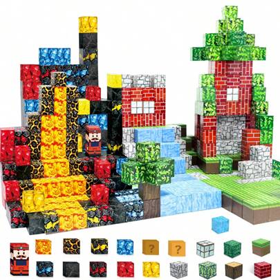 2024 Upgraded Magnetic Building Blocks Starter Set - For Ages 3+, Cultivate STEM Skills, Inspire Creativity, Enhance Problem-Solving Abilities - Sensory Gift, Suitable For Boys & Girls, Includes Magnets & Cubes, Endless Fun, Random Colors
