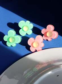 1 Pair Colorful Dopamine Acrylic Flower Stud Earrings, Minimalist Fresh Style Jewelry For Women, Fashion Versatile Party Accessory