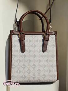EverlyX Torba typu tote z monogramem i detalami ze sztucznej skóry – modele Choco Luxe i Parisian Chic o wyrafinowanym wzornictwie, wysokiej jakości wykończeniach, podwójnym uchwytem i odpinanym regulowanym paskiem dla większej wszechstronności – elegancki i ponadczasowy dodatek na każdą okazję – ✅ Dostawa w ciągu 3-5 dni
