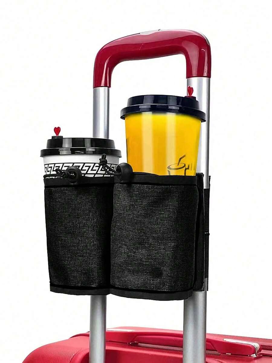 1PC Minimalist Water Bottle Storage Bag, Black For Suitcase Handle, Accessory Gift For Flight Attendant, Traveler Accessories, Travel Essentials, Travel Storage Bag For Beach Summer Vacation Back To School - Multicolor - View 1