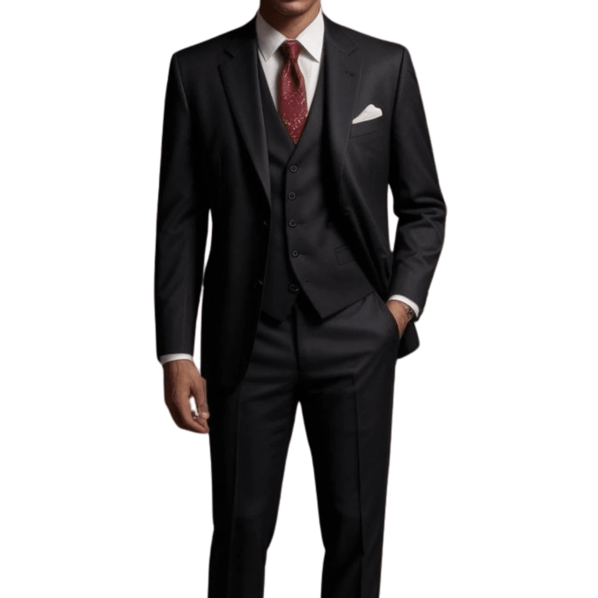 Slim Suit Complete Men's Outfit Sophisticated Cut (Pants + Blazer + Vest) - Black and White - View 1