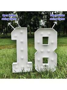 1 件 73 厘米/28.7 英寸发光数字跑马灯框白灯 KT 板数字 0-9 插入式 KT 板派对装饰灯生日派对周年装饰 - 冷白光 - 白色 - 查看 5