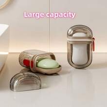 3pcs Travel-Friendly Soap Dish With Lid, PET, Sealed Drain, Ideal For Business Trips & Outdoors