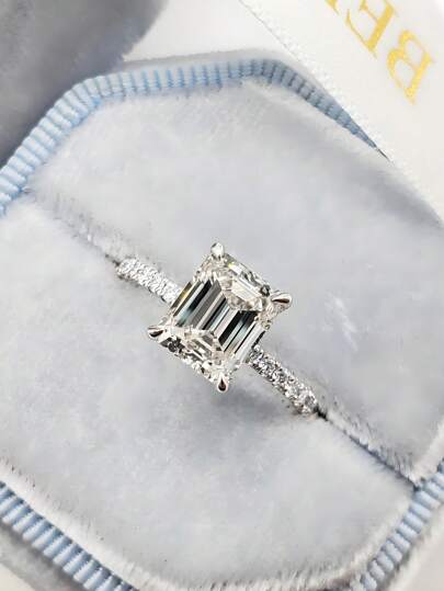 1pc Luxury Classic 1 Carat Diamond Ring, D Color VVS1 Moissanite 925 Sterling Silver 18K Gold Plated, Suitable For Women's Wedding Engagement Rings,Birthday Anniversary Gift With Gift Box