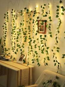 20 Led Battery Powered String Lights, 2m Copper Wire Fairy Lights With Stars & Ivy Leaf Garland, Hanging Vine Lights For Home Bedroom, Christmas, Parties, New Year, Wedding Decorations Garden Lights Garden Decor Room Decor Gifts Birthday Graduation