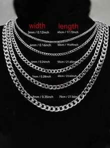 1 st. kubanskt halsband i titanstål för män, enkelt halsband med choker, personliga accessoarer - Silver - Visa 1