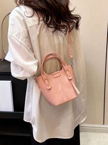 Mini Pink Handbag, Tote Bag, Bucket Bag For Women - Pink - View 7