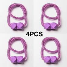 4 piezas de sujetadores de cortinas con imán fuerte y diseño de cuerda gruesa para dormitorio, sala de estar, cocina, accesorio de decoración del hogar de plástico duradero. - 4 Morado - Ver 2