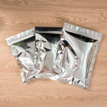 100pcs Resealable Mylar Bags, Sliver Clear Front Smell Proof Ziplock Bag, Heat Seal Cute Packaging Foil Food Resealable Small Front Clear Plastic Silver For Storage Candy Beef Jerky Jewelry Product