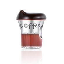 Easvnya 1pc Fashionable Silver-Plated Coffee Cup Beaded Accessory, 3D Design, Elegant, Suitable For Bracelets And Necklaces, Great Jewelry Gift For Birthday And Holidays