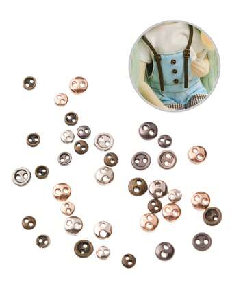 20pcs/Pack Miniature Metal Round Buttons For BJD Doll Clothes, 3mm, 4mm, 5mm, Suitable For 1/12, 1/6, 1/8 Doll Sizes, DIY Sewing Doll Clothing Accessories