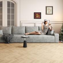 LUCKHAO 140" Cloud Sectional Couch,Modern Modular Sofa With Deep Seat, Upholstered Couches For Living Room Bedroom,No Assembly Required, (Plush Corduroy Fabric) - 4 chỗ ngồi (Xám) - Xem 7