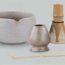 1件/2件/4件日式抹茶碗茶具、茶筅、天然竹抹茶刷、宋代茶道、禅意氛围、户外茶具