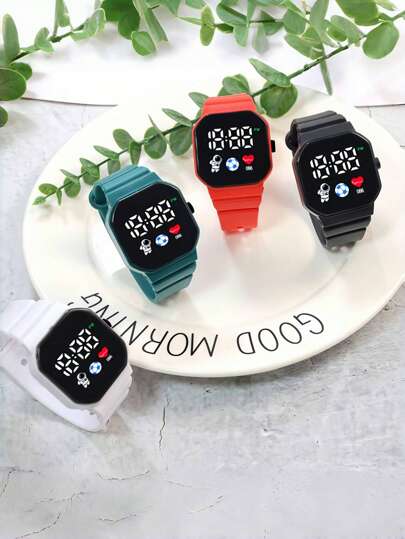 2 件/1 件宇航员宇航员运动休闲 LED 数字显示电子手表，适合儿童和青少年，适合日常生活中的各种风格，万圣节、圣诞节、情人节、母亲节、节日礼物的最佳选择
