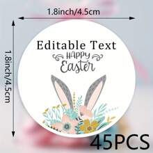 45/90pcs Waterproof Easter Stickers - Customizable Easter Bunny & Egg Design, Single-Use Paper Labels For Gifts, Crafts, And Decorations