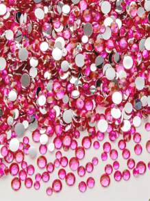 2000 viên đá giả kim cương bằng nhựa màu hồng nhạt, mặt phẳng, kích thước 3-6mm, hình tròn, thích hợp để làm phụ kiện, giày dép, quần áo, mỹ phẩm, túi xách, đồ trang trí, v.v. - màu đỏ hồng nhạt - Xem 5