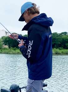 RODEEL Men's Waterproof & Windproof Jacket Windbreaker With Foldaway Hood For Outdoor Events Fishing & Daily Wear - Blue - View 5