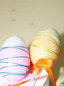 1set(6pcs) - Easter Egg Decoration Plugin, Family Gathering Scene Decoration Plugin, Suitable For Easter Decoration And Celebration Activities, Theme Party Decoration Supplies